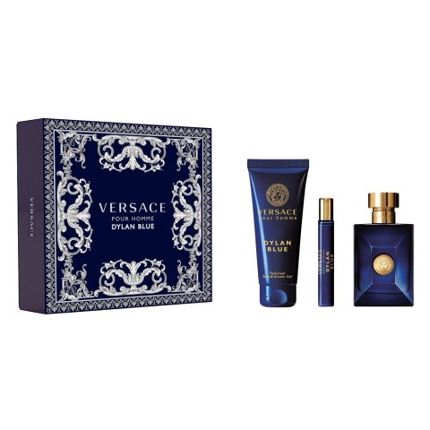 Pour Homme Dylan Blue zestaw woda toaletowa spray 100ml + miniatura wody toaletowej spray 10ml + żel pod prysznic 150ml Versace