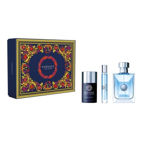 Pour Homme zestaw woda toaletowa spray 100ml + woda toaletowa spray 10ml + dezodorant sztyft 75ml Versace