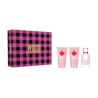 Wood Pour Femme zestaw woda toaletowa spray 50ml + balsam do ciała 50ml + żel pod prysznic 50ml Dsquared2