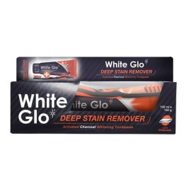 Charcoal Deep Stain Remover wybielająca pasta do zębów z aktywnym węglem 100ml + szczoteczka White Glo