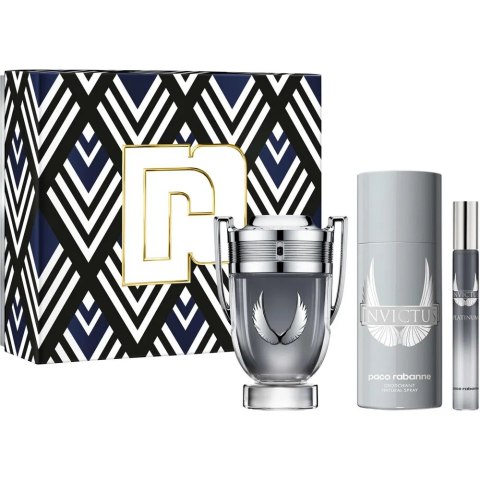 Invictus Platinum zestaw woda perfumowana spray 100ml + woda perfumowana spray 10ml + dezodorant spray 150ml Paco Rabanne