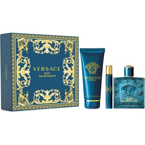 Eros zestaw woda toaletowa spray 100ml + woda toaletowa spray 10ml + żel pod prysznic 150ml Versace