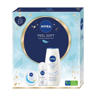 Feel Soft zestaw antyperspirant roll-on 50ml + krem intensywnie nawilżający 100ml + żel pod prysznic 250ml Nivea