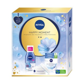 Nivea Happy Moment zestaw odświeżający krem na dzień 50ml + dwufazowy płyn do demakijażu oczu 125ml