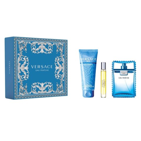 Man Eau Fraiche zestaw woda toaletowa spray 100ml + woda toaletowa spray 10ml + żel pod prysznic 150ml Versace