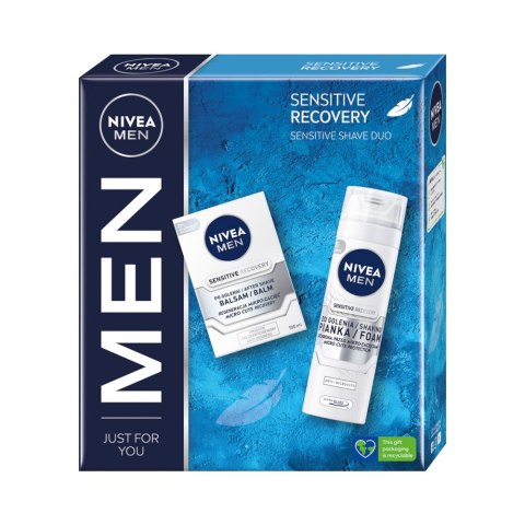 Men Sensitive Recovery zestaw balsam po goleniu 100ml + pianka do golenia 200ml Nivea