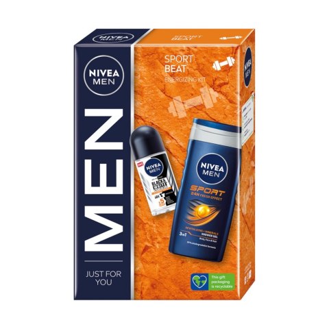 Men Sport Beat zestaw żel pod prysznic 250ml + antyperspirant roll-on 50ml Nivea