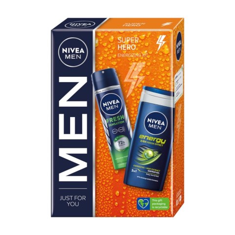 Men Super Hero zestaw antyperspirant spray 150ml + żel pod prysznic 250ml Nivea