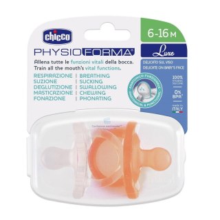 Chicco PhysioForma Luxe smoczek silikonowy uspokajający 6-16m Pomarańczowy 2szt.