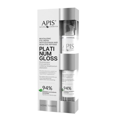 APIS Platinum Gloss rewitalizujący krem pod oczy z platyną i bioaktywnymi peptydami 10ml APIS Platinum Gloss rewitalizujący krem pod oczy z platyną i bioaktywnymi peptydami 10ml