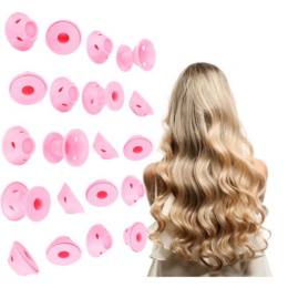 Poniks wałki do włosów lokówki silikonowe 20szt loki fale różowe