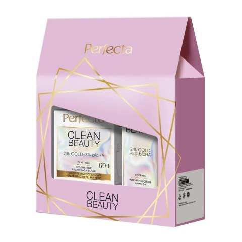 Clean Beauty zestaw przeciwzmarszczkowy krem do twarzy 60+ 50ml + wygładzający krem pod oczy 15ml Perfecta