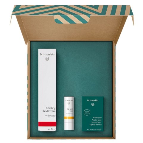 Everyday Heroses zestaw Hydrating Hand Cream 30ml + Lip Care Stick 4.9g + Winter Soap 60g Dr. Hauschka