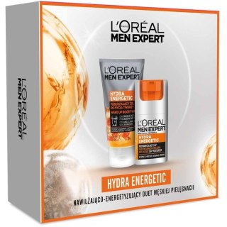 Men Expert Hydra Energetic zestaw krem nawilżający przeciw oznakom zmęczenia 50ml + pobudzający żel do mycia twarzy 100ml L'Oreal Paris