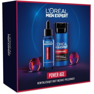 Men Expert Power Age zestaw serum z kwasem hialuronowym 30ml + rewitalizujący krem nawilżający 50ml L'Oreal Paris