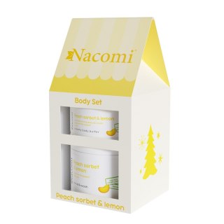 Nacomi Peach Sorbet & Lemon zestaw masło do ciała 100ml + peeling do ciała 180ml