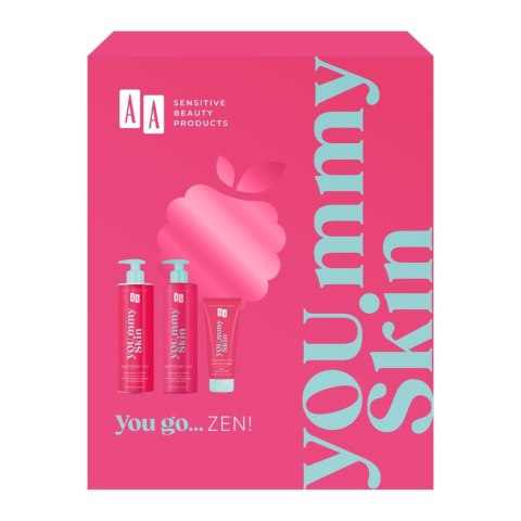 You.mmy Skin Raspberry Zen zestaw multinawilżający olejkowy żel pod prysznic 400ml+nawilżająco-łagodzący krem do ciała 400ml+AA