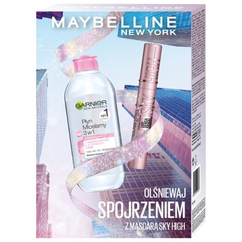 Zestaw Lash Sensational Sky High wydłużający tusz do rzęs Black 7.2ml + Garnier płyn micelarny 3w1 400ml Maybelline