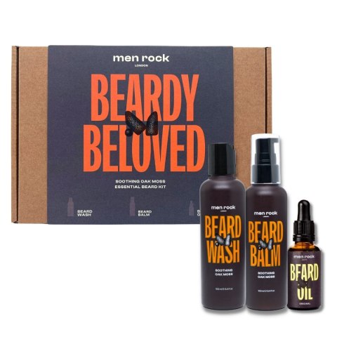 Beardy Beloved Soothing Oak Moss zestaw szampon do brody 100ml + balsam do brody 100ml + olejek do brody 30ml MenRock