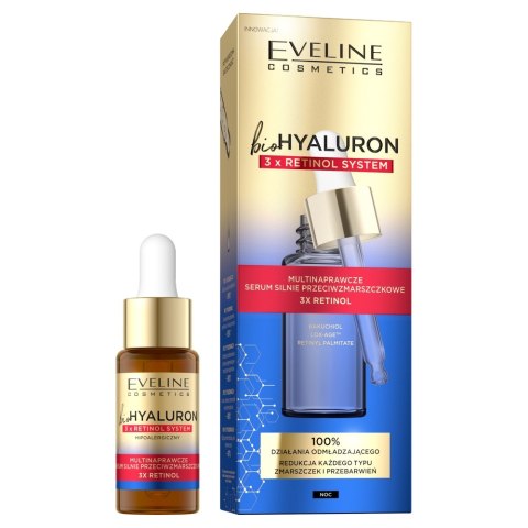 Eveline Cosmetics BioHyaluron 3 x Retinol multinaprawcze serum silnie przeciwzmarszczkowe 18ml Eveline Cosmetics BioHyaluron 3 x Retinol multinaprawcze serum silnie przeciwzmarszczkowe 18ml