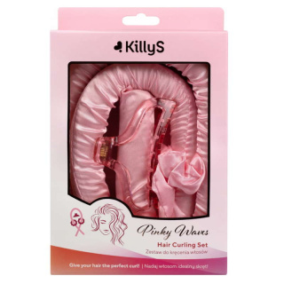 Killys wałek do kręcenia włosów ze scrunchie i klamrą różowy pinky waves