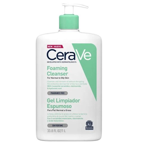 Oczyszczający żel do mycia dla skóry normalnej i tłustej 1000ml CeraVe