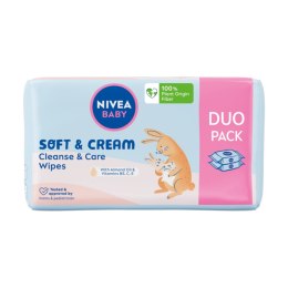 Baby Soft & Cream chusteczki biodegradowalne 2x57szt Nivea