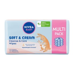 Baby Soft & Cream chusteczki biodegradowalne 4x57szt Nivea
