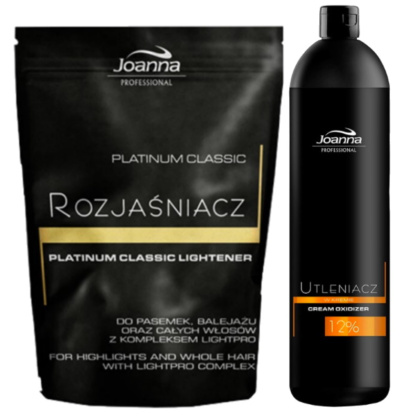 Joanna Professional Platinum Classic Rozjaśniacz do włosów 450g + Cream Oxidizer Utleniacz w kremie 12% 1000ml