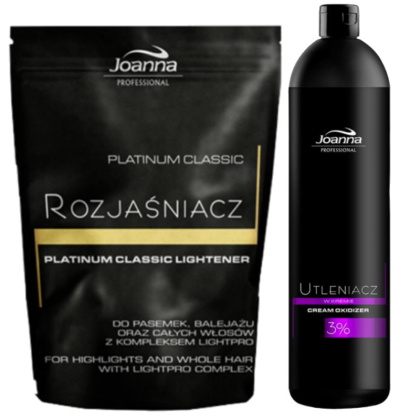 Joanna Professional Platinum Classic Rozjaśniacz do włosów 450g + Cream Oxidizer Utleniacz w kremie 3% 1000ml