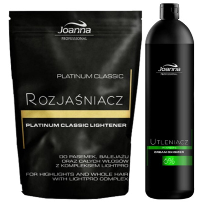 Joanna Professional Platinum Classic Rozjaśniacz do włosów 450g + Cream Oxidizer Utleniacz w kremie 6% 1000ml