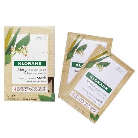 Klorane Treating Powder Mask maska do włosów przeciw łupieżowi z galangalem 8x3g Klorane Treating Powder Mask maska do włosów przeciw łupieżowi z galangalem 8x3g