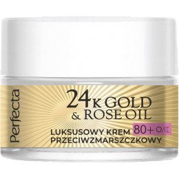 24K Gold & Rose Oil luksusowy krem przeciwzmarszczkowy na dzień i na noc 80+ 50ml Perfecta