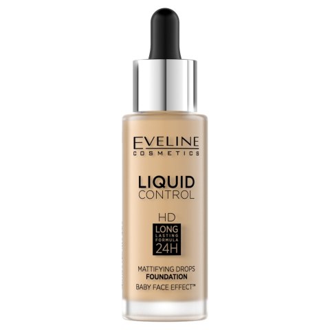 Eveline Cosmetics Liquid Control HD Long Lasting Formula 24H podkład do twarzy z dropperem 016 Vanilla Beige 32ml Eveline Cosmetics Liquid Control HD Long Lasting Formula 24H podkład do twarzy z dropperem 016 Vanilla Beige 32ml