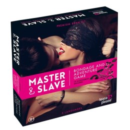 Master & Slave Bondage Game wielojęzyczna gra erotyczna z 13 akcesoriami Pink Tease & Please