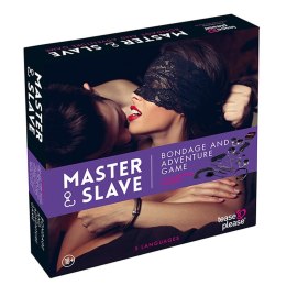 Master & Slave Bondage Game wielojęzyczna gra erotyczna z 13 akcesoriami Purple Tease & Please