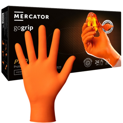 Mercator Medical Rękawiczki nitrylowe pomarańczowe gogrip orange M 50 szt.wzmocnione