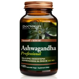 Ashwagandha KSM-66+ Sensoril ekstrakt z korzenia 550mg suplement diety 120 kapsułek Doctor Life