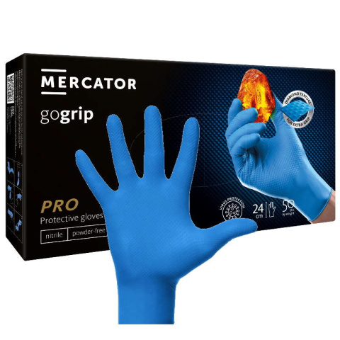 Mercator Medical Rękawiczki nitrylowe gogrip niebieskie S 50 szt. wzmocnione