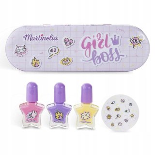 Martinelia Super Girl Nail Polish & Stickers zestaw lakier do paznokci 3szt + naklejki na paznokcie