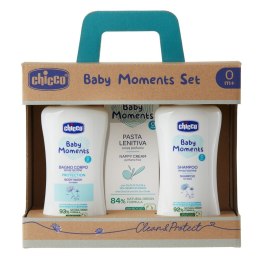 Baby Moments zestaw płyn do kąpieli 200ml + szampon 200ml + krem na odparzenia 100ml Chicco