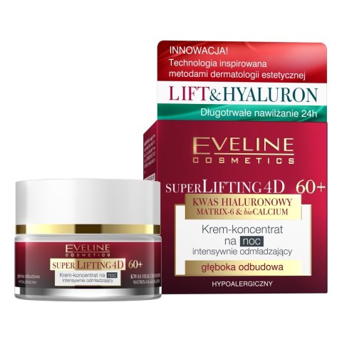 Eveline Cosmetics Super Lifting 4D intensywnie odmładzający krem-koncentrat na noc 60+ 50ml Eveline Cosmetics Super Lifting 4D intensywnie odmładzający krem-koncentrat na noc 60+ 50ml