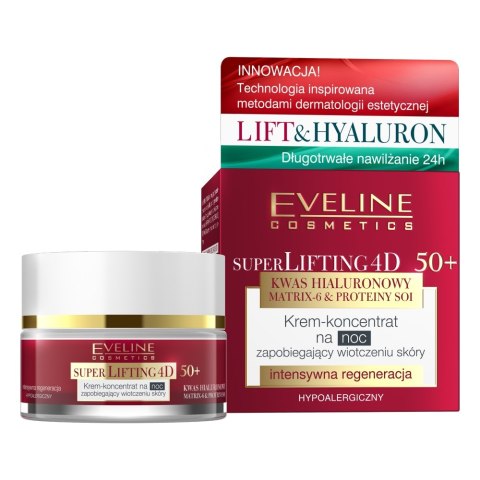 Eveline Cosmetics Super Lifting 4D krem-koncentrat zapobiegający wiotczeniu na noc 50+ 50ml Eveline Cosmetics Super Lifting 4D krem-koncentrat zapobiegający wiotczeniu na noc 50+ 50ml