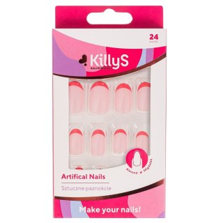 KillyS Artifical Nails sztuczne paznokcie Almond Pink French 24szt