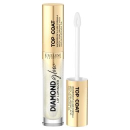 Diamond Glow Lip Luminizer top coat do ust z kwasem hialuronowym 12 With Golden Dust 4.5ml Eveline Cosmetics