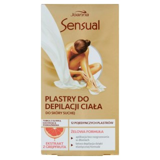 Joanna Sensual plastry do depilacji ciała do skóry suchej Ekstrakt z Grejpfruta 12szt + tubka z oliwką łagodzącą 10ml