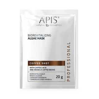 APIS Coffee Shot biorewitalizująca maska algowa z kwasem kawowym i ziarenkami kawy arabica 20g