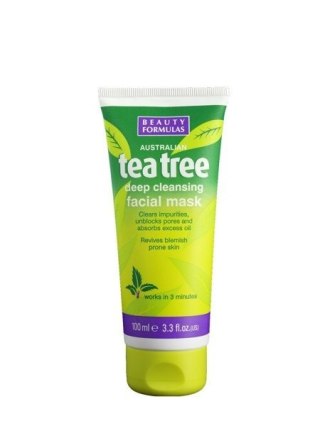 Beauty Formulas Tea Tree Deep Cleansing Facial Mask oczyszczająca maska glinkowa do twarzy 100ml