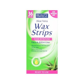 Beauty Formulas Wax Strips Hair Remover plastry do depilacji twarzy i okolic bikini Aloe Vera 36szt.