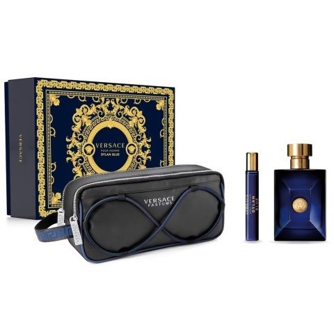 Versace Pour Homme Dylan Blue zestaw woda toaletowa spray 100ml + miniatura wody toaletowej spray 10ml + kosmetyczka